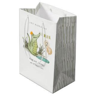 Cute Chomp Alligator in Swamp Any Age Birthday  Medium Gift Bag