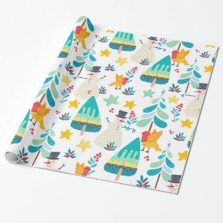 Cute Christmas animals and symbols pattern