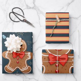 Cute Christmas Blue and Red Gingerbread Pattern  Sheets