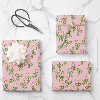 Cute Christmas Candy Canes Xmas Holiday Pink  Sheets