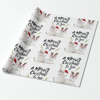 Cute Christmas Cats Santa and Antlers Pattern