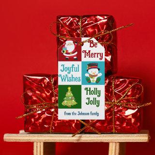 Cute Christmas Collage Santa Snowman Custom Kids Gift Tags