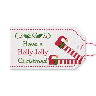 Cute Christmas Elf Stockings Gift Tags