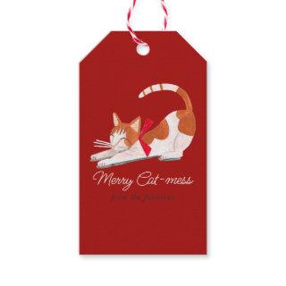 Cute Christmas ginger Cat red Holiday Gift Tags