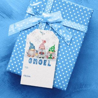 Cute Christmas Gnomes GNOEL Snowflakes TO FROM Gift Tags