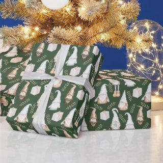 Cute Christmas Gnomes on Green