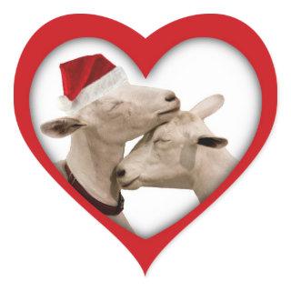 Cute Christmas Goat Couple Heart Sticker