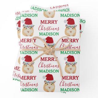 Cute Christmas Hamster Funny Animal Custom Name  Sheets