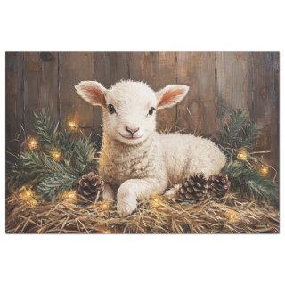 Cute Christmas Lamb Rustic Painting Decoupage Tissue Paper