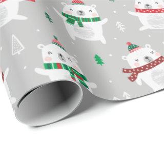 Cute Christmas Polar Bears on light grey