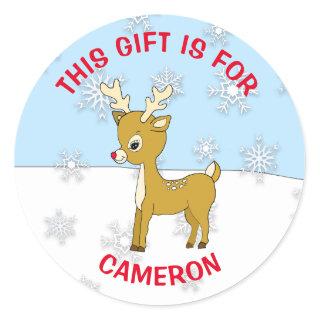 Cute Christmas Reindeer Personalized Gift Tag