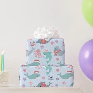 Cute Christmas Sea Life Dolphins Seals Pattern