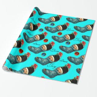 Cute Christmas Stocking,Little Child Turquoise