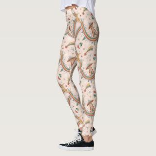 Cute Christmas Tree Alien Rainbow Holiday Pattern Leggings