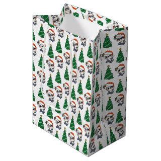Cute Christmas Tree Panda Red Santa Hat Medium Gift Bag