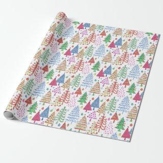 Cute Christmas Tree Red Green Pink Blue Pattern