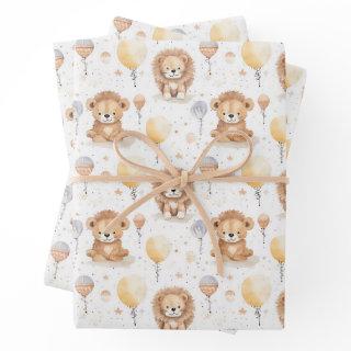 Cute Circus Lions Balloons Pattern Baby Shower  Sheets