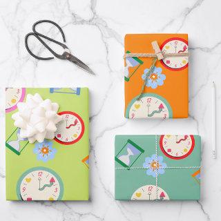 Cute clocks and flowers party   sheets