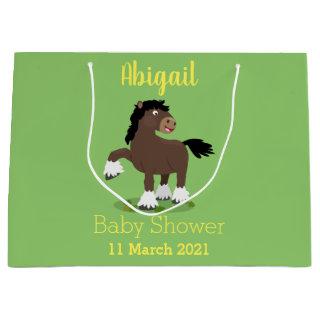 Cute Clydesdale draught horse cartoon illustration Large Gift Bag