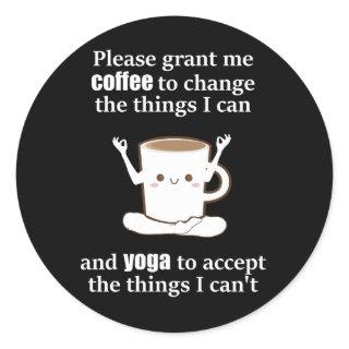 Cute coffee cup doing Yoga Classic Round Sticker