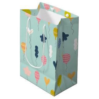 Cute Colorful Birthday Party Balloon Pattern Medium Gift Bag