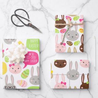 Cute Colorful Bunny Eggs Pattern Happy Easter   Sheets