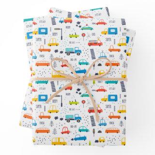 Cute Colorful Car Traffic Pattern  Sheets