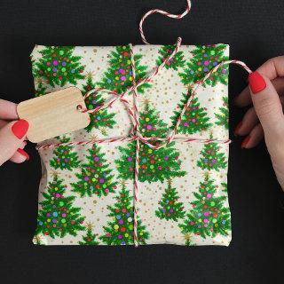 Cute colorful Christmas trees beige