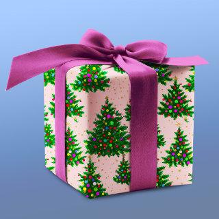 Cute colorful Christmas trees rose pink