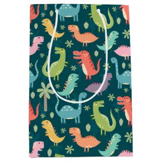 Cute Colorful Dinosaurs at Night Medium Gift Bag