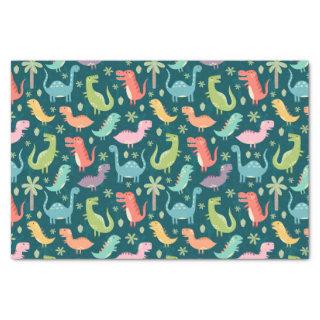 Cute Colorful Dinosaurs at Night  Tissue Paper