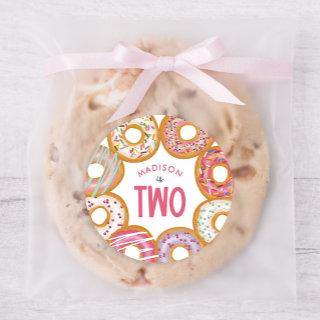 Cute Colorful Donuts Two 2nd Birthday Classic Round Sticker