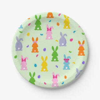 Cute Colorful Easter Bunny Egg Hunt Paper Plates