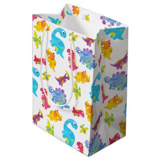 Cute Colorful Funny Unisex White Baby Dinosaur Medium Gift Bag