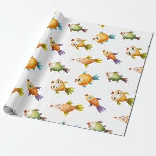 Cute Colorful Goldfish on White