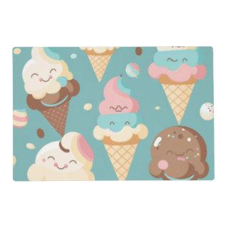 Cute colorful ice cream  placemat