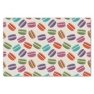 Cute Colorful Macarons Pattern with Polka Dots Tissue Paper