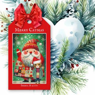 Cute Colorful Merry Catmas Christmas Gift Tags