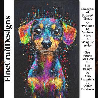 Cute Colorful Pop Art Dachshund Dog AX4 Decoupage Tissue Paper
