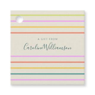 Cute Colorful Summer Stripes Personalized Gift Tag