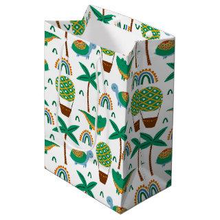 Cute Colorful Turtle Alligator Rainbow Pattern Medium Gift Bag