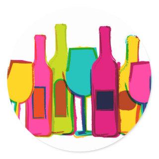 Cute colorful wine bottles pattern Case-Mate iPhon Classic Round Sticker