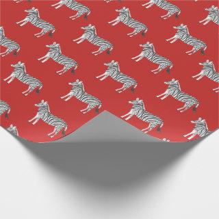 Cute colorful zebras animal print pattern red