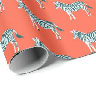 Cute colorful zebras animal print pattern red