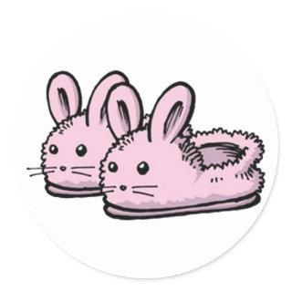 Cute, Comfy Motivation Pink Bunny Rabbit Slippers Classic Round Sticker