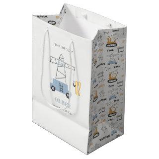 Cute Construction Crane Kids Any Age Birthday  Medium Gift Bag