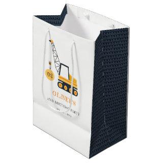 Cute Construction Crane Vehicle Any Age Birthday  Medium Gift Bag