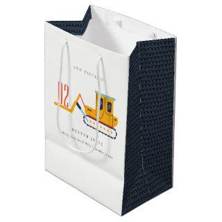 Cute Construction Fork Lift Any Age Birthday Medium Gift Bag
