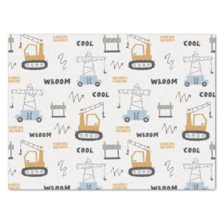 Cute Construction Site Bricks Crane Digger Kids Tissue Paper