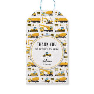 Cute Construction Themed Kids Party Thank You Gift Tags